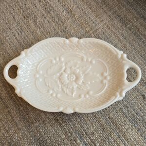 Vintage Lenox Ivory Embossed Floral Soap Dish/Trinket Tray